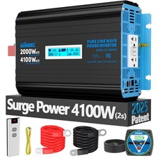 2000 Watt Pure Sine Wave Power Inverter 12V DC to 120V AC,4100W Surge Peak Power picture