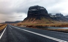Landscape road mountains wet plains river pond asphalt Custom Gaming Mat Desk picture