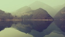 Landscape nature mist hills reflection Custom Gaming Mat Desk picture