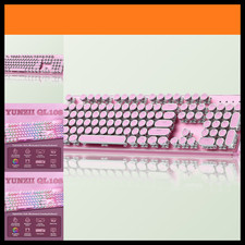 YUNZII QL108 Typewriter Mechanical Gaming Keyboard, Pink picture