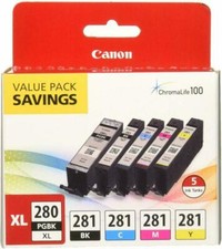 Genuine Canon PGI-280 XL /CLI-281 Black Cyan Magenta Yellow 5 Pack New NIB OEM  picture