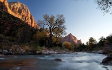 Landscape river cliff fall zion national park utah usa Custom Gaming Mat Desk picture