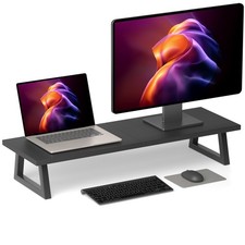 31.5 inch Dual Monitor Stand Riser, TV Riser, Black Desk Organizer. picture