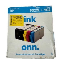 Onn HP 902XL Black & 902 Tri-Color Re-manufactured Ink Cartridges 4 Pack picture
