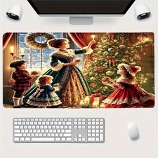 Festive Christmas Desk Mat - Large Decorative Mouse Pad with 19th Century Wint picture