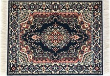 Beautiful Oriental Rug Style Mousepad, Navy Miniature Carpet Computer Blue  picture