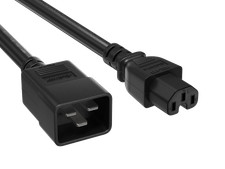 3ft IEC-320 C20 to C15 Heavy Duty Power Cord, 14 AWG, SJT, 15A/250V, Black picture