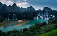 Landscape nature waterfall mountains river forest china Custom Gaming Mat Desk picture