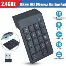 USB 2.4G Wireless Number Pad Numpad Numeric Keypad for Laptop Desktop PC 18Keys picture