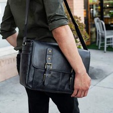 Personalized Leather Vintage 16” Laptop Computer Bag Camera Bag with Pockets picture