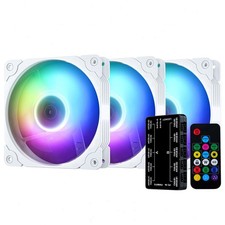 Vetroo 3-Pack White Computer Case Fans 120mm Address RGB & PWM Cooling Fans picture