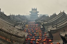 Landscape chinese architecture rooftops lantern street Custom Gaming Mat Desk picture