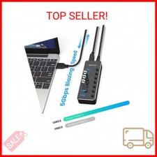 USB 3.0 Hub, RSHTECH 7 Port Powered USB Hub Expander Aluminum USB 3.0 Data Port picture