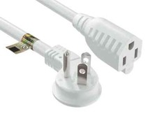 16 AWG Power Extension Cord (NEMA 5-15P to NEMA 5-15R), White - 1ft / 3ft picture