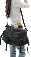 Upgraded Vintage Canvas Messenger Bag 13 15.6 17 inches Large Book Laptop Sho... picture