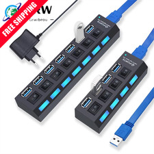 USB 3.0 Hub 4/7 Port Multi USB Splitter Expander with Switch for PC Laptop Acces picture