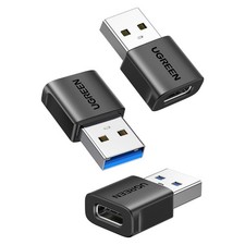 USB A to USB C Adapter 10Gbps Data Converter 3 Pack Black For iPhone Samsung picture