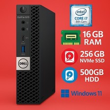 Dell Optiplex 7060 MFF Core i7-8700T 2.4Ghz 16GB RAM 256GB NVMe+500GB HDD W11P picture