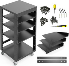 Axcessables 22U Open Frame Network & AV Rack with Caster Wheels, Three 2U Shelve picture
