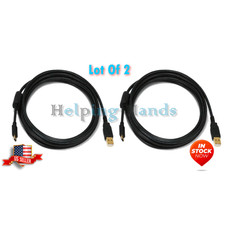 2 NEW Monoprice USB-A to Mini-B 2.0 Cable 5-Pin 28/24AWG Gold Plated Black 6 ft picture