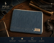 $125 Polo Ralph Lauren Tablet Western Denim Railroad Stripe Zip Sleeve Case Blue picture