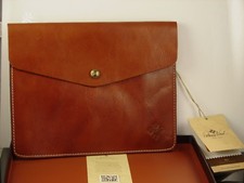 Patricia Nash Heritage Tan Italian Leather Midi Tech iPad Portfolio NWT  picture