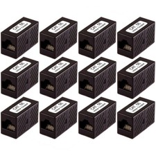 12x RJ45 Cat5e Network LAN Ethernet Coupler Straight Cable Joiner Extender Black picture