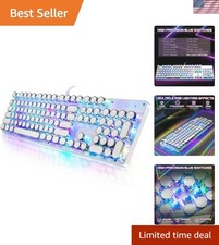 Typewriter Style Mechanical Gaming Keyboard RGB Backlit Wired with Blue Switc... picture