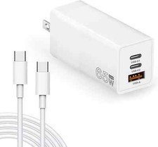 65W 20V GaN 3-Port USB C Fast Wall Charger with USB-C Cable For iPhone Samsung picture