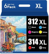 6-Pack High Yield 312XL 314XL Replacement Ink Cartridge picture