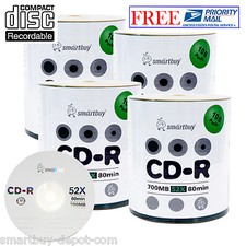 400 Pack Smartbuy 52X CD-R 700MB/80Min Logo Top Blank Media Data Recordable Disc picture