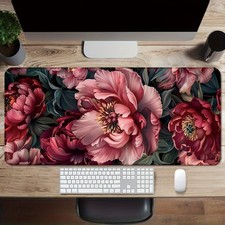 Print Floral Desk Mat with Sophisticated Design Large Pad Non-Slip Rubber Base❀ picture