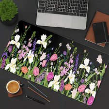 1pc 2D Flat,Boho Aesthetic Large Mouse Pad, Fantasy Lily Flowers Design, Soft picture