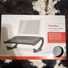 Staples Adjustable Steel Laptop Stand/Riser for Up to 17 in Laptops, Black picture