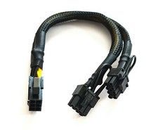PCI Express Cable Splitter 6 pin to 2 x PCI Express 6+2-pin 18 AWG Black Sleeved picture
