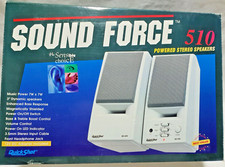 Retro QuickShot QS-830 Sound Force 510 Powered Stereo Speakers 7+7 Watts NEW picture