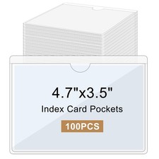 100 Pcs Clear Adhesive Pockets, Plastic Adhesive Label Pockets, Self Adhesive... picture