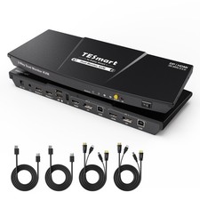 TESmart Dual Monitor KVM Switch DP + HDMI Input 4K@60Hz USB 2.0 with EDID Black picture