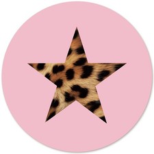 Pink Preppy Funky Leopard Round Mouse Pad NonSlip Desk Mat 8.7x8.7 Inch picture
