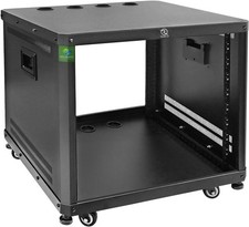 RIVECO 9U Network & Audio Rack with Feet & Wheels, Obtuse Angel Server #3632L T5 picture