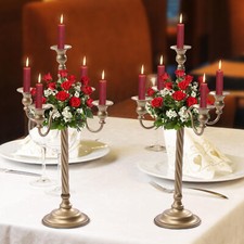 2 Pacs Gold Candelabra Tall Candlestick For Candle& Floral Metal Candle Holders picture