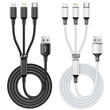 Multi USB Charging Cable 3A, 3 in 1 Fast Charger Cord Connector with Dual Phone/ picture
