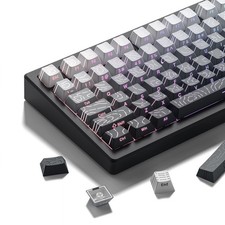 White/Grey Topographic Keycap Set Line Backlit Gradient Shine Through Cherry picture