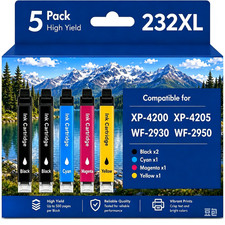 5 PACK 232XL Ink Replacement for Epson WF-2930  WF-2950  XP-4200 Printers picture