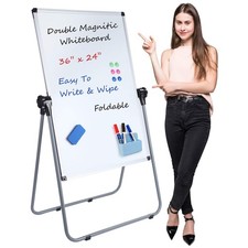 Whiteboard 36 x 24 Inch Double Sided Magnetic Height Adjustable White UIFER Home picture