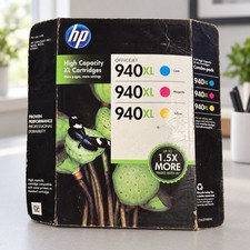 HP 940XL Cyan Magenta Yellow Ink Cartridges 3-Pack Genuine OEM Factory Sealed picture