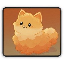 Chubby Orange Fluffy Fox Gaming Mouse Pad | Cute Kawaii Desk Mat picture