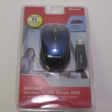 Microsoft Wireless Mobile Mouse 3000 Blue Model 1359 1051 PC Mac New NIP Sealed picture