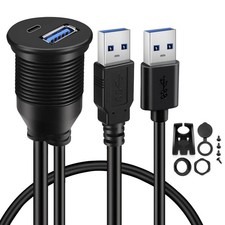 BATIGE USB 3.0 to Type C 3.0 Car Mount Flush Cable Dual Port Male to Female Exte picture
