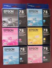 2018/2019 NIB Set 6 Genuine Epson 78 Ink T0781 and T0782 T0783 T0784 T0785 T0786 picture